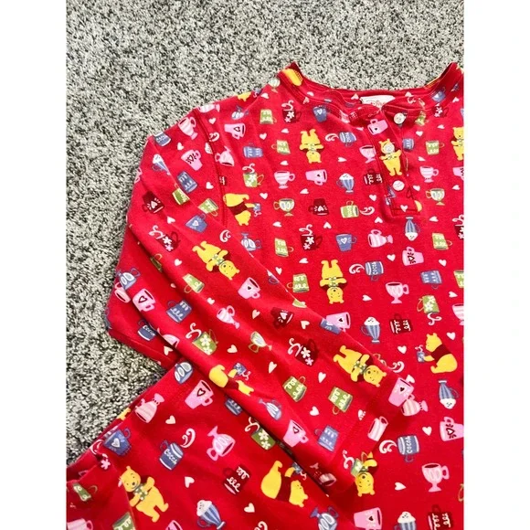 Disney Store Winnie the Pooh Vintage Pajama Set Red XS S‎ Cocoa Cups Bears Sleep - Picture 5 of 9